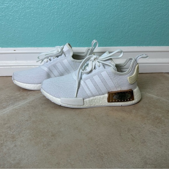 Adidas NMD_R1 White Gold Metallic Sneaker - Picture 2 of 6